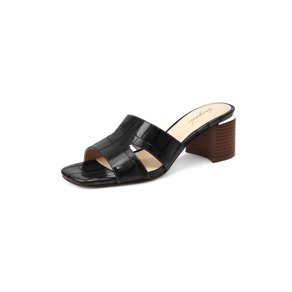 Heeled Sandals for Women Block Heels Mules for Women Chunky Square Open Toe Sandals Dressy Heels Slip on Comfy Low Heels
