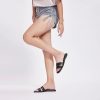 Women's Flat Sandals Dressy Comfortable Slide Sandals Fashion Square Open Toe Slip On Beach Sandals for Summer