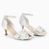 Women's Kitten Heels Bow Low Heel Sandals Open Toe Ankle Strap Party Wedding Dress Shoes
