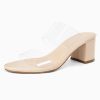 Clear Sandals for Women,Two Clear Strap Women Heels Sandals,Open Toe Low Block Chunky Dress Sandals Pumps Shoes