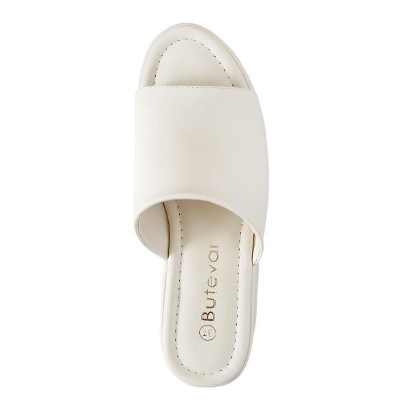 Chunky Platform Sandals for Women 2025 - Open Toe Slip On Summer Sandals, Cream Fashion Women's Wedge Slides Sandals