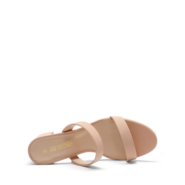 Women's Two Strap Open Toe Low Block Chunky Heels Sandals Dress Pumps Casual Summer Mules Shoes