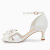 Women's Kitten Heels Bow Low Heel Sandals Open Toe Ankle Strap Party Wedding Dress Shoes