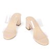 Clear Sandals for Women,Two Clear Strap Women Heels Sandals,Open Toe Low Block Chunky Dress Sandals Pumps Shoes