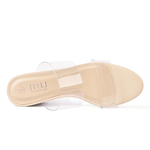 Clear Sandals for Women,Two Clear Strap Women Heels Sandals,Open Toe Low Block Chunky Dress Sandals Pumps Shoes