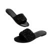 Women's Sparkly Flat Sandals Strappy Slip on Open Toe Slide Sandals Lightweight Slippers