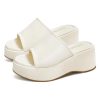 Chunky Platform Sandals for Women 2025 - Open Toe Slip On Summer Sandals, Cream Fashion Women's Wedge Slides Sandals