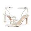 Womens Heels Square Open Toe Strappy High Heels Ankle Strap Heeled Sandals for Women Party Wedding Daily Wear