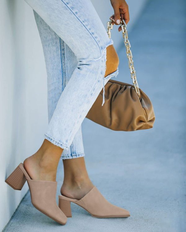 Womens Chunky Stacked Heel Mules Closed Square Toe Heeled Slip on Clogs Casual Backless Loafers Shoes