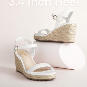 Platform Wedge Sandals for Women, Black Brown White Nude Espadrille Womens Wedge Sandals Comfortable Open Toe Ankle Strap High