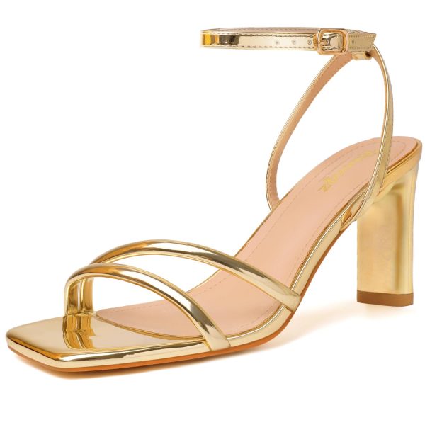 Womens Strappy Heels Square Open Toe High Heels for Women Ankle Strap Chunky Heeled Sandals Wedding Bridal Shoes Comfort High