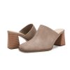 Womens Chunky Stacked Heel Mules Closed Square Toe Heeled Slip on Clogs Casual Backless Loafers Shoes