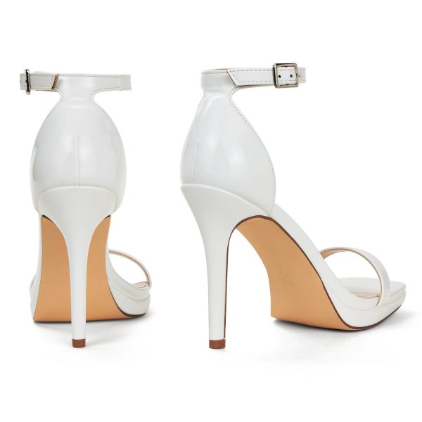 Women's 4.3 Inch Platform High Heeled Sandals Strappy Stiletto Open Square Toe Heel with Ankle Strap at Wedding Party Prom Work