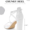 Chunky Block High Strappy Heels for Women Pump Heeled Sandals Open Toe Ankle Strap Buckle Party Wedding Prom Dress Shoes