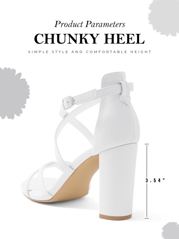 Chunky Block High Strappy Heels for Women Pump Heeled Sandals Open Toe Ankle Strap Buckle Party Wedding Prom Dress Shoes