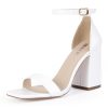 IN4 High Chunky Block Heels Square Open Toe Ankle Strap Heeled Sandals Wedding Bridal Prom Dance Summer Dressy Comfortable Sexy
