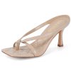 Kitten Heels for Women Square Open Toe Sandals Dressy Wedding Party Shoes Flip Flops T Strap Slip On 3inch High Heels