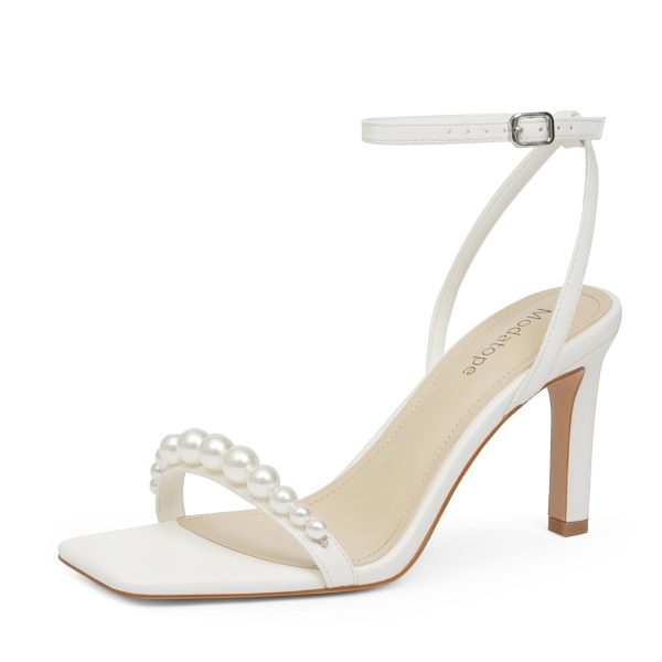 Womens Heels Square Open Toe Strappy High Heels Ankle Strap Heeled Sandals for Women Party Wedding Daily Wear