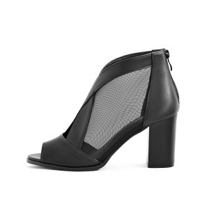 Cut Out Mesh Sandals High Block Heels Peep Toe Summer Ankle Boots