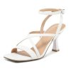 Women's Strappy Stiletto Heels Open Square Toe Ankle Strap Dress Shoes 3 Inch Kitten Heeled Sandals