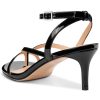 Womens Mid Heel Open Toe Strappy Sandals Ankle Strap Buckle Prom Party Dress Patent Leather Summer 2.6 Inches Heels