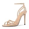 Womens Strappy Lace up Heels Sandals Sexy Stiletto High Heeled Open Square Toe Strap Summer Dress Shoes