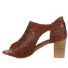 Womens Mika Floral Embossed Closed Back Block Pumps Dress Casual Casual Mid Heel 2-3" - Brown