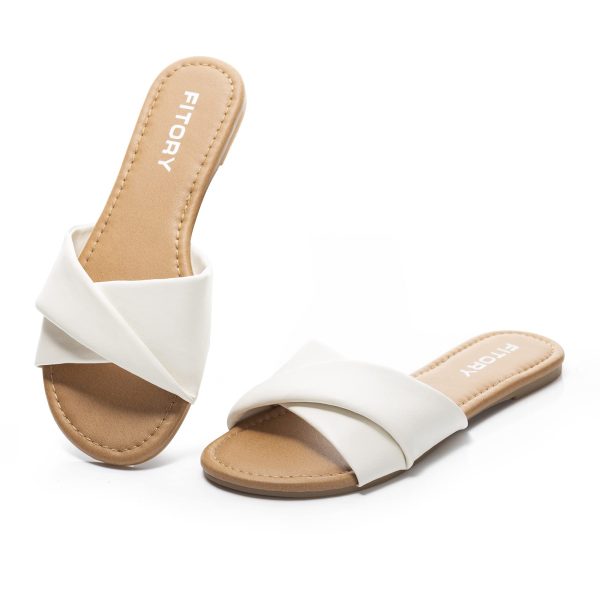 Women's Flat Sandals Fashion Slides With Soft Leather Slippers for Summer Size 6-11