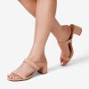 Women's Two Strap Open Toe Low Block Chunky Heels Sandals Dress Pumps Casual Summer Mules Shoes