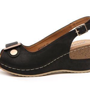 Women's Peep Toe Bow Hollow Out Slingback Platform Wedge Sandals
