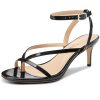 Womens Mid Heel Open Toe Strappy Sandals Ankle Strap Buckle Prom Party Dress Patent Leather Summer 2.6 Inches Heels