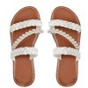 Women's Pearls Braided Flat Sandals Open Toe Slip On Beach Slides