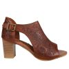 Womens Mika Floral Embossed Closed Back Block Pumps Dress Casual Casual Mid Heel 2-3" - Brown