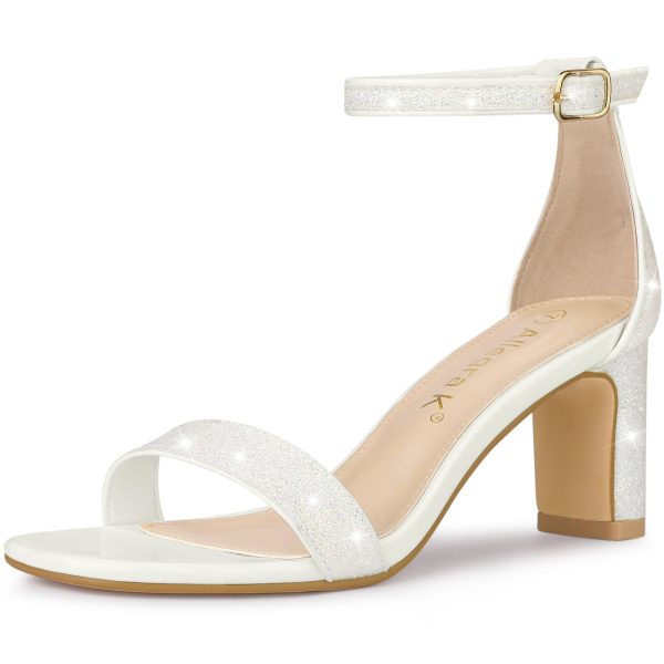 Women's Glitter Ankle Strap Chunky Heeled Sandals