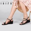 Women's Wedge Heel Sandal Dress Low Strappy 2 Inch Open Toe Wedding Bridal Shoes for Woman Ladies Evening Formal