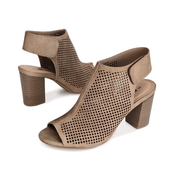 Peep Toe Booties Women, Ankle Booties Skeleton Boots Hook & Loop Strap Mid Block Heel Sandals for Women