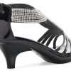 Women's Open Toe Strappy Rhinestone Dress Sandal Low Heel Wedding Shoes
