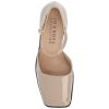 Womens Buckle Strap Open Square Toe Chunky Stacked Block Heel Evangeline Comfort Foam Pumps