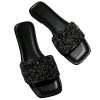 Women's Rhinestone Sandals Glitter Casual Sandal Flats Open Toe Sparkle Slides