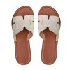 Women's Open Toe Leather Flat Slide Sandals Summer Beach Slipper