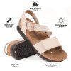 Leather Platform Sandals with Arch Support Comfy Strap with Adjustable Buckle Slingback Open Toe Walking Indoor Outdoor Wedge