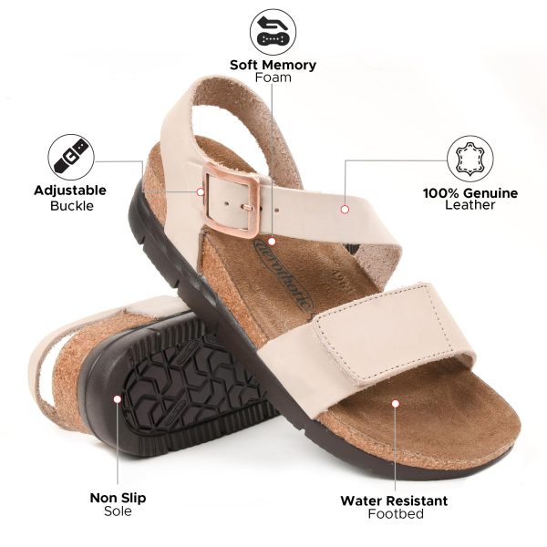 Leather Platform Sandals with Arch Support Comfy Strap with Adjustable Buckle Slingback Open Toe Walking Indoor Outdoor Wedge