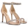 Women's Rhinestone Open Toe Stiletto Heeled Sandals Elegant Ankle Strap Wedding High Heels Sexy Dressy Shoes