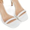 Women's 4.3 Inch Platform High Heeled Sandals Strappy Stiletto Open Square Toe Heel with Ankle Strap at Wedding Party Prom Work