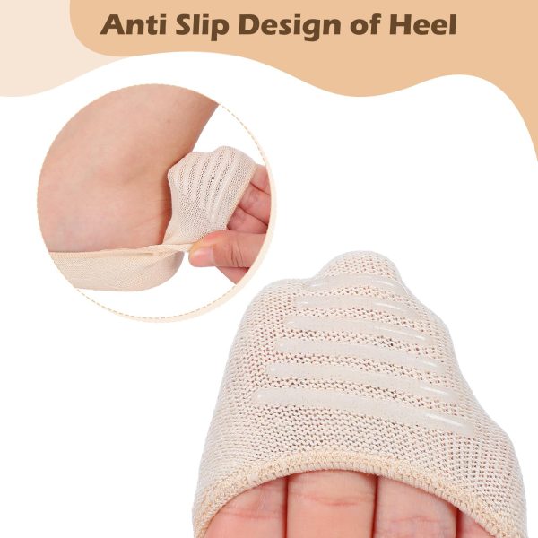 8 Pairs Toe Liner Socks Women Five Toeless Open Toe Sock for Summer Sandal with Nonslip Heel Gripper