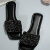 Women's Rhinestone Sandals Glitter Casual Sandal Flats Open Toe Sparkle Slides