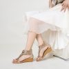 Wedge Sandals for Women Bohemia Rhinestone Open Toe Roman Heel Zipper Summer Dressy Women's Beach Casual Shoes