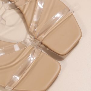 Women's Clear Sandals Strappy Jelly Flat Slides Dressy Open Toe Cute Vacation Beach Shoes 2025