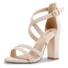 Women's Chunky High Heel Sandal Strappy Open Toe Ankle Strap Dress Shoes for Women Bridesmaid Ladies in Wedding Bridal Evening