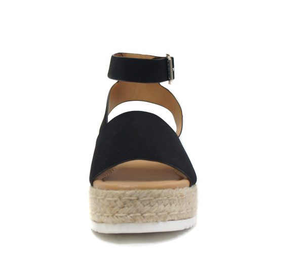 Topic Open Toe Buckle Ankle Strap Espadrilles Flatform Wedge Casual Sandal